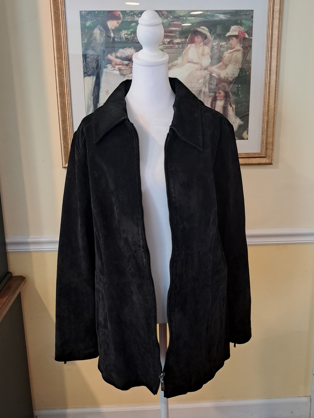 Dennis Basso Black Suede Zip-Front Women's Jacket Size 1X